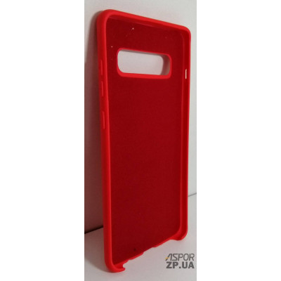 Накладка (з мікрофіброю) Silk No Brand для Samsung S10 Plus- червоний