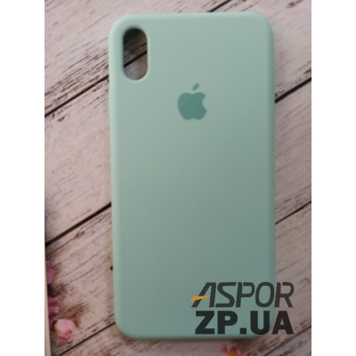 Накладка (з мікрофіброю) Silk Original Full Cover для iPhone XS Max- №47 бірюзовий