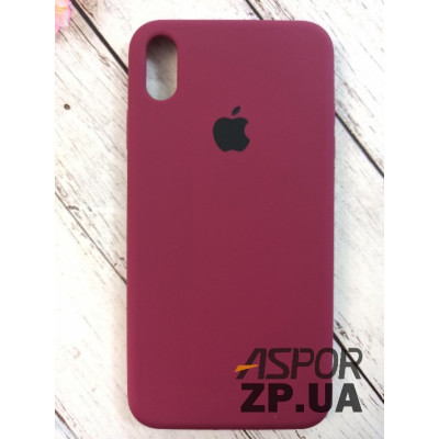 Накладка (з мікрофіброю) Silk Original Full Cover для iPhone XS Max- №59 бордовий