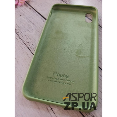 Накладка (з мікрофіброю) Silk Original Full Cover для iPhone XS Max- №1 м`ятно- зелений