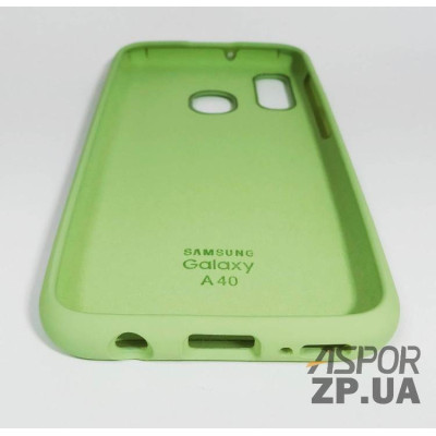 Накладка (з мікрофіброю) Silk Original Full Cover для Samsung A40/A405- №1 м`ятно- зелений