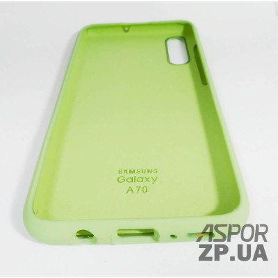 Накладка (з мікрофіброю) Silk Original Full Cover для Samsung A70/A705- №1 м`ятно- зелений