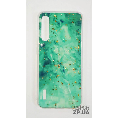 Накладка прозора з малюнком для Xiaomi Mi 9 Lite/CC9- зелений мармур