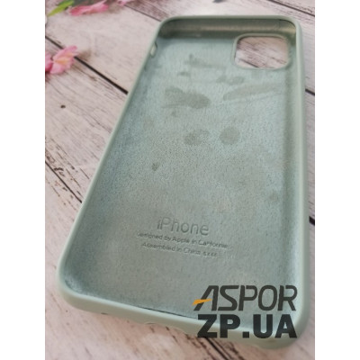Накладка (з мікрофіброю) Silk Original Full Cover для iPhone 11 Pro Max- №17 блідо- бірюзовий
