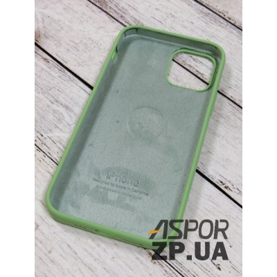 Накладка (з мікрофіброю) Silk Original Full Cover для iPhone 12/12 Pro 6.1`- №1 м`ятно- зелений