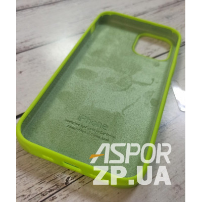 Накладка (з мікрофіброю) Silk Original Full Cover для iPhone 12/12 Pro 6.1`- №40 світло- салатовий