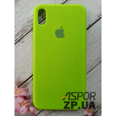 Накладка (з мікрофіброю) Silk Original Full Cover для iPhone XS Max- №40 світло- салатовий