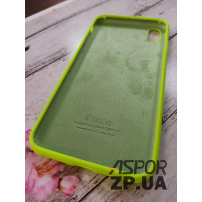 Накладка (з мікрофіброю) Silk Original Full Cover для iPhone XS Max- №40 світло- салатовий