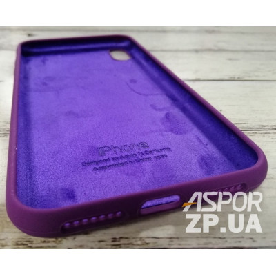 Накладка (з мікрофіброю) Silk Original Full Cover для iPhone XS Max- №30 темно- фіолетовий