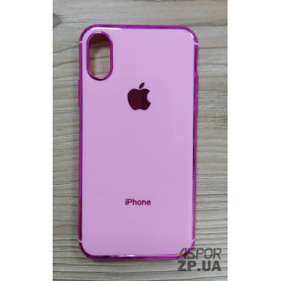Накладка кольорова з окантовкою для iPhone X/XS- рожевий