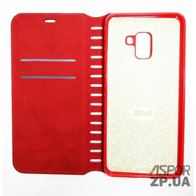 Чохол-книжка Leather Folio для Samsung A8 Plus/A730- червоний