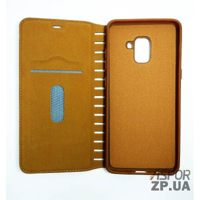 Чохол-книжка Leather Folio для Samsung A8 Plus/A730- коричневий