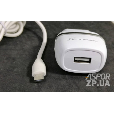 Мережевий зарядний пристрій Konfulon (KFL-C25) 2в1 5V/1A + USB кабель micro- білий Мережевий зарядний пристрій Konfulon (KFL-C25) 2в1 5V/1A + USB кабель micro- білий