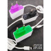 Мережевий зарядний пристрій з LED логотипом (YJ200) 2USB/2.1А з цільним кабелем Lightning