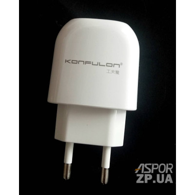 Мережевий зарядний пристрій Konfulon 2USB/2.1A (C16)- білий