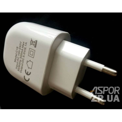 Мережевий зарядний пристрій Konfulon 2USB/2.1A (C16)- білий