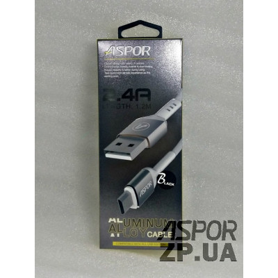 USB кабель Aspor A121 Micro 2.1A/1.2м- чорний USB кабель Aspor A121 Micro 2.1A/1.2м- чорний