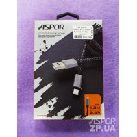 USB кабель Aspor A131 Micro Nylon 2.4A/1.2м- чорний USB кабель Aspor A131 Micro Nylon 2.4A/1.2м- чорний