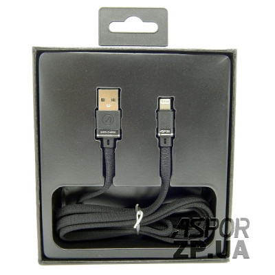 USB кабель Aspor A136 Lightning Плоский Nylon 2.4A/1.2м- чорний