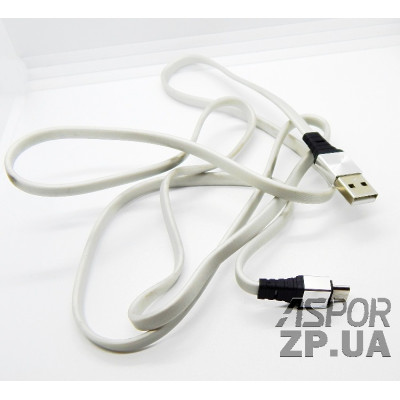 USB кабель Aspor A158 New Micro Плоский Silicon 2.4A/1.2м- срібло