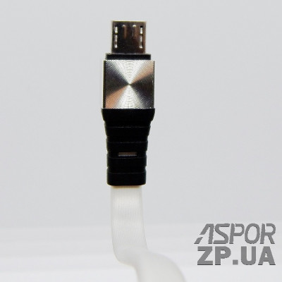 USB кабель Aspor A158 New Micro Плоский Silicon 2.4A/1.2м- срібло