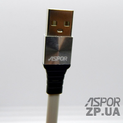 USB кабель Aspor A158 New Micro Плоский Silicon 2.4A/1.2м- срібло
