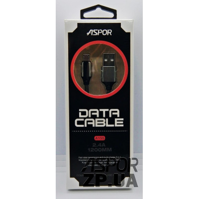 USB кабель Aspor A155 Micro 2.4A/1.2м- срібло USB кабель Aspor A155 Micro 2.4A/1.2м- срібло