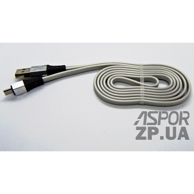 USB кабель Aspor A158 New Micro Плоский Silicon 2.4A/1.2м- графіт