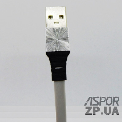 USB кабель Aspor A158 New Micro Плоский Silicon 2.4A/1.2м- графіт