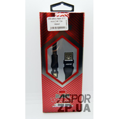 USB кабель Aspor A111 Micro 2.4A/1.2м- чорний USB кабель Aspor A111 Micro 2.4A/1.2м- чорний