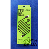 USB кабель Aspor A41 TPU Soft Touch Micro (5А/1м)- чорний USB кабель Aspor A41 TPU Soft Touch Micro (5А/1м)- чорний