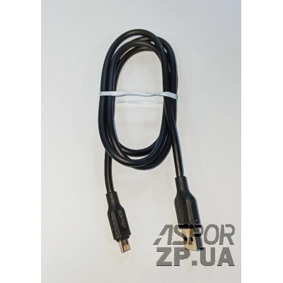 USB кабель Aspor A41 TPU Soft Touch Micro (5А/1м)- чорний