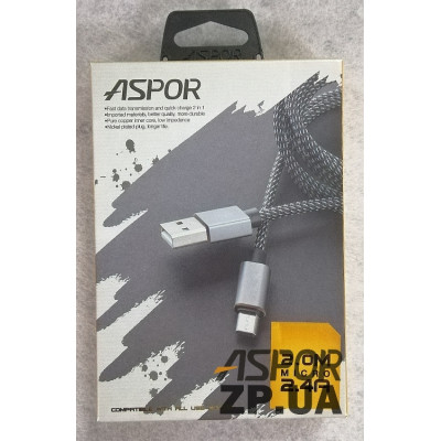 USB кабель Aspor A131L Micro 2.1A/2м- графіт USB кабель Aspor A131L Micro 2.1A/2м- графіт