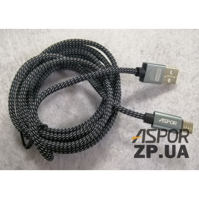 USB кабель Aspor A131L Micro 2.1A/2м- графіт