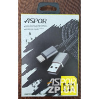 USB кабель Aspor A133L Type-C 2.1A/2м- графіт USB кабель Aspor A133L Type-C 2.1A/2м- графіт