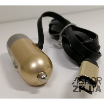 Автомобільний зарядний пристрій Aspor A38C Micro Metal Series 2.4A/1USB- чорно-золотий