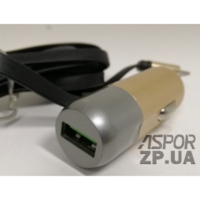 Автомобільний зарядний пристрій Aspor A38C Micro Metal Series 2.4A/1USB- чорно-золотий