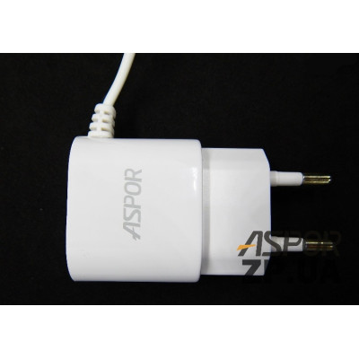 Мережевий зарядний пристрій Aspor A802 Plus (1USB/2.4A) LED + USB кабель Micro- білий Мережевий зарядний пристрій Aspor A802 Plus (1USB/2.4A) LED + USB кабель Micro- білий