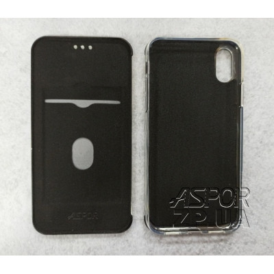 Чохол-книжка Aspor глянсовий пластик для iPhone X/Xs- червоний