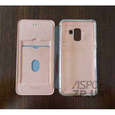 Чохол-книжка Aspor глянсовий пластик для Samsung A8 2018/G530- рожеве золото