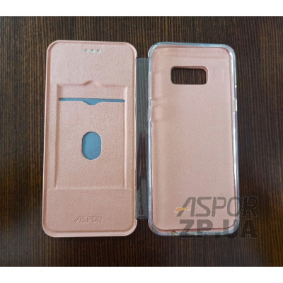 Чохол-книжка Aspor глянсовий пластик для Samsung S8 Plus- рожеве золото