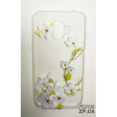 Накладка OuCase for Aspor Swarowski для Samsung J250/J2 2018- Квіти блакитні Накладка OuCase for Aspor Swarowski для Samsung J250/J2 2018- Квіти блакитні