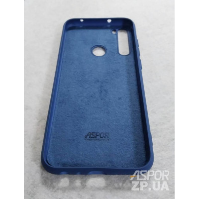 Накладка (з мікрофіброю) Aspor Silicone Full для Xiaomi Redmi Note 8- синій