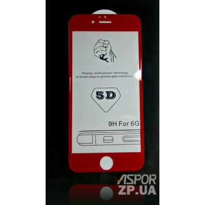 Скло захисне 5D Aspor для iPhone 6 загартоване- червоний Скло захисне 5D Aspor для iPhone 6 загартоване- червоний