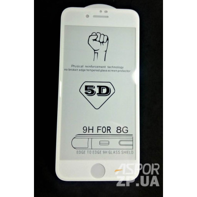 Скло захисне 5D Aspor для iPhone 8 загартоване- білий Скло захисне 5D Aspor для iPhone 8 загартоване- білий