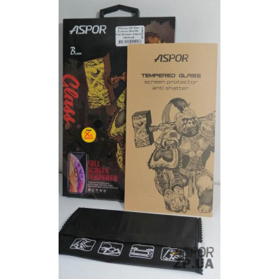 Скло захисне Gorilla Full Screen Aspor для iPhone XS Max в в картонній упаковці- чорний