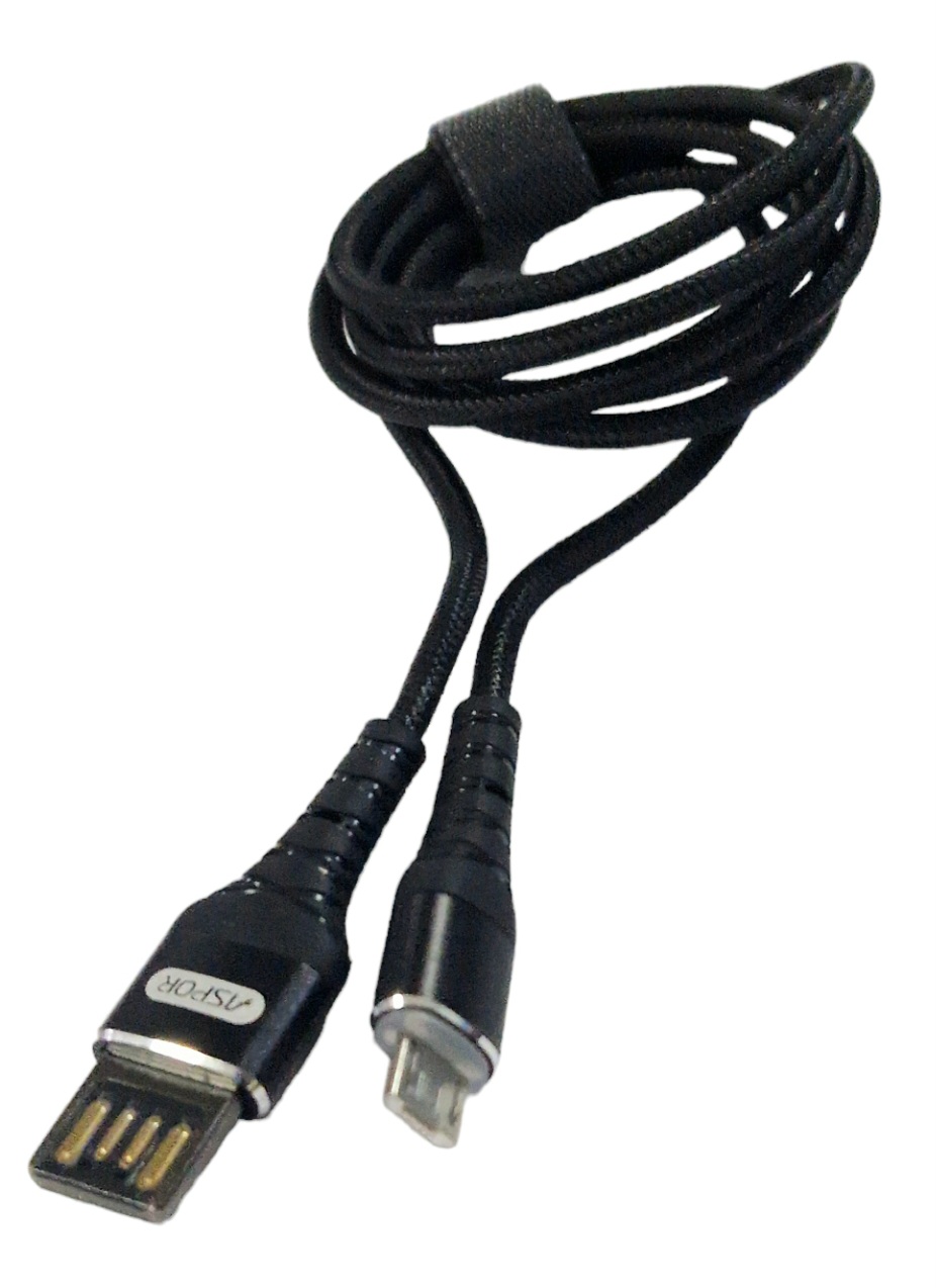 USB кабель Aspor A178 Micro LED Nylon 2.4A/1м- чорний