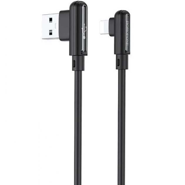USB кабель Borofone BX58 кутовий (1m / 2.4A) Lightning- чорний