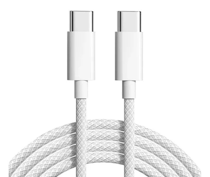 USB-C кабель iPhone textile 60W Type-C to Type-C- білий