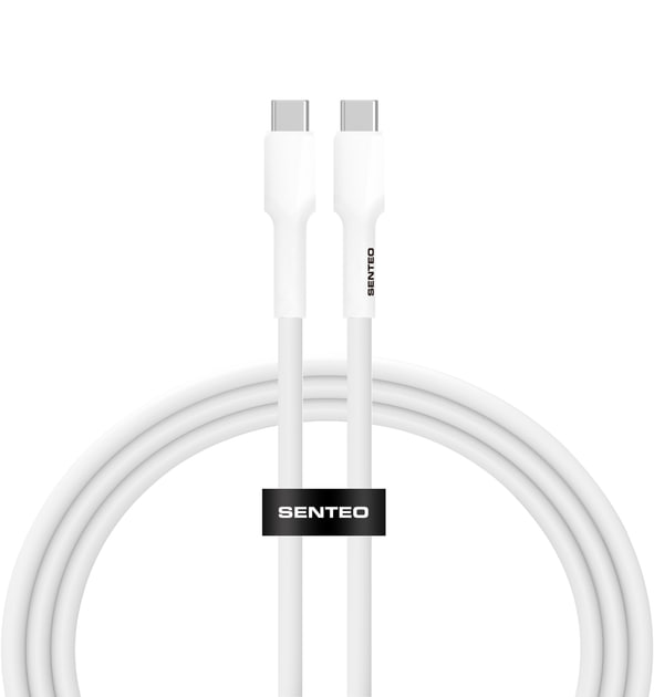 USB-C кабель Senteo SL-03 Silica Gel 60W Type-C to Type-C 1м- білий